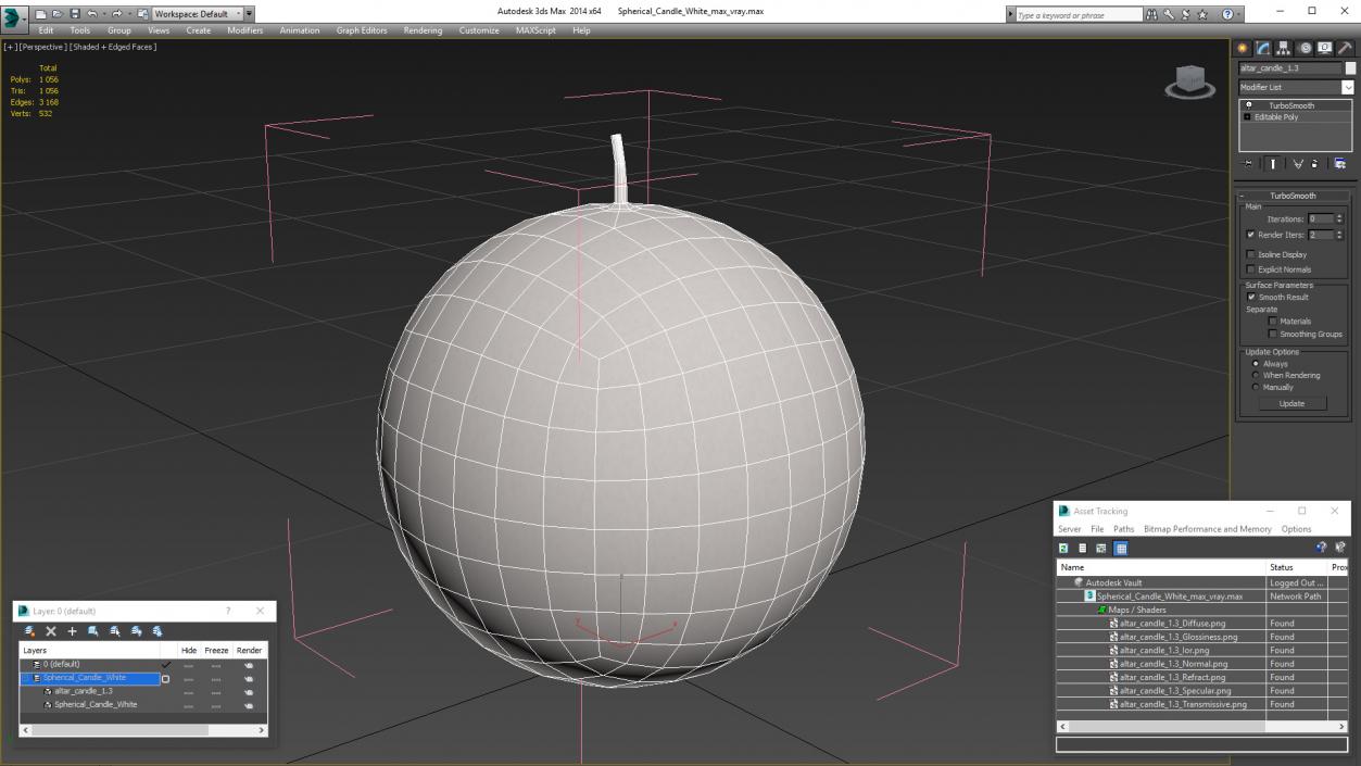 Spherical Candle White 3D