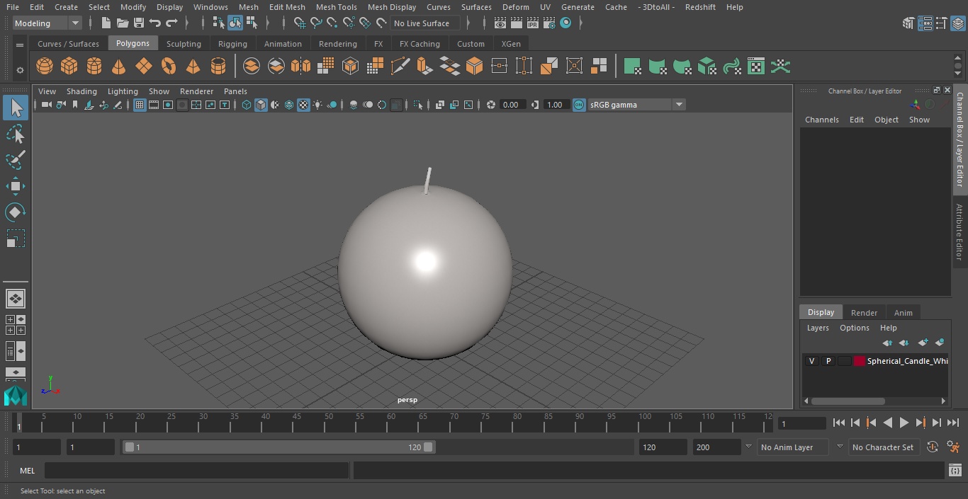 Spherical Candle White 3D