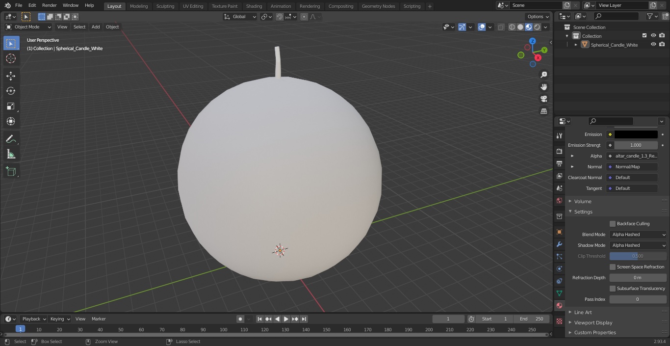 Spherical Candle White 3D