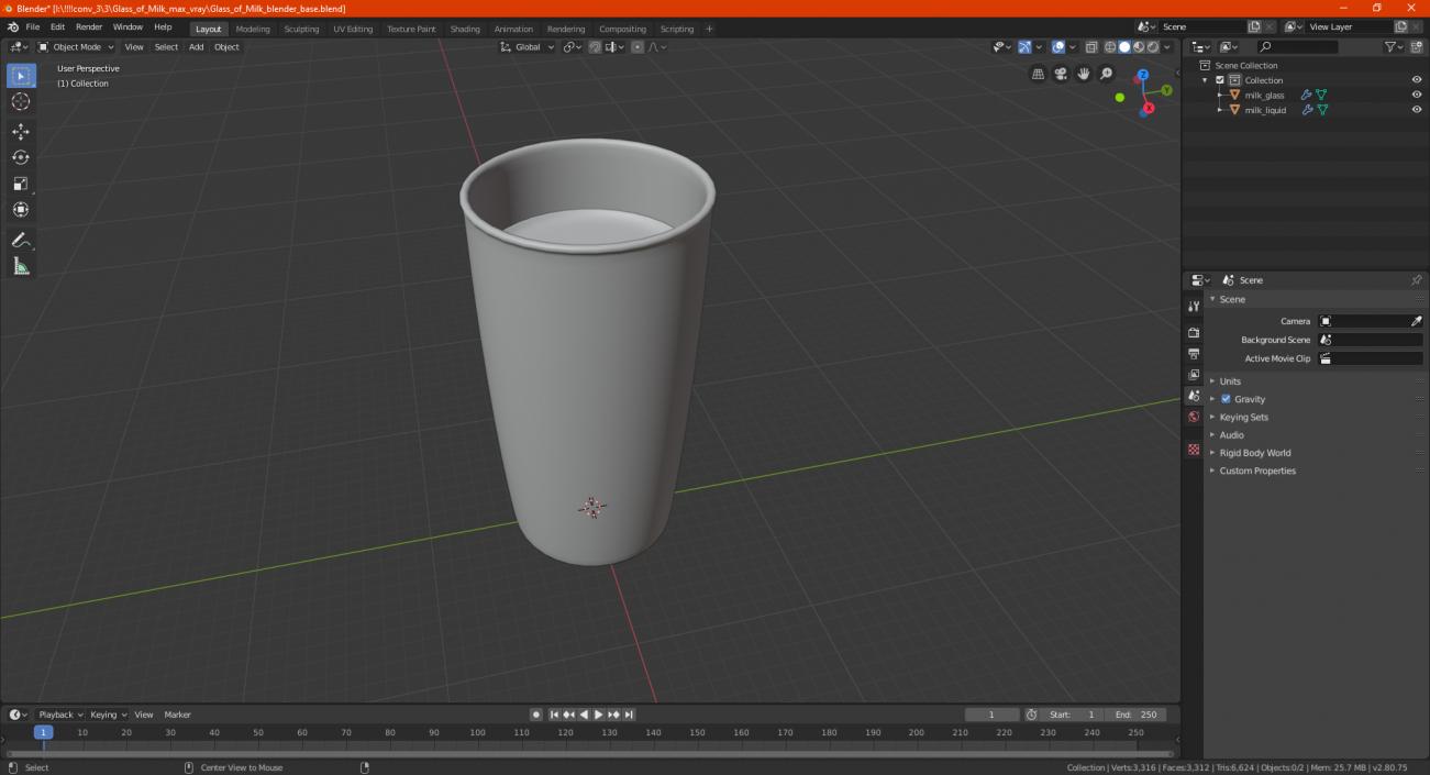 3D Glass of Milk model