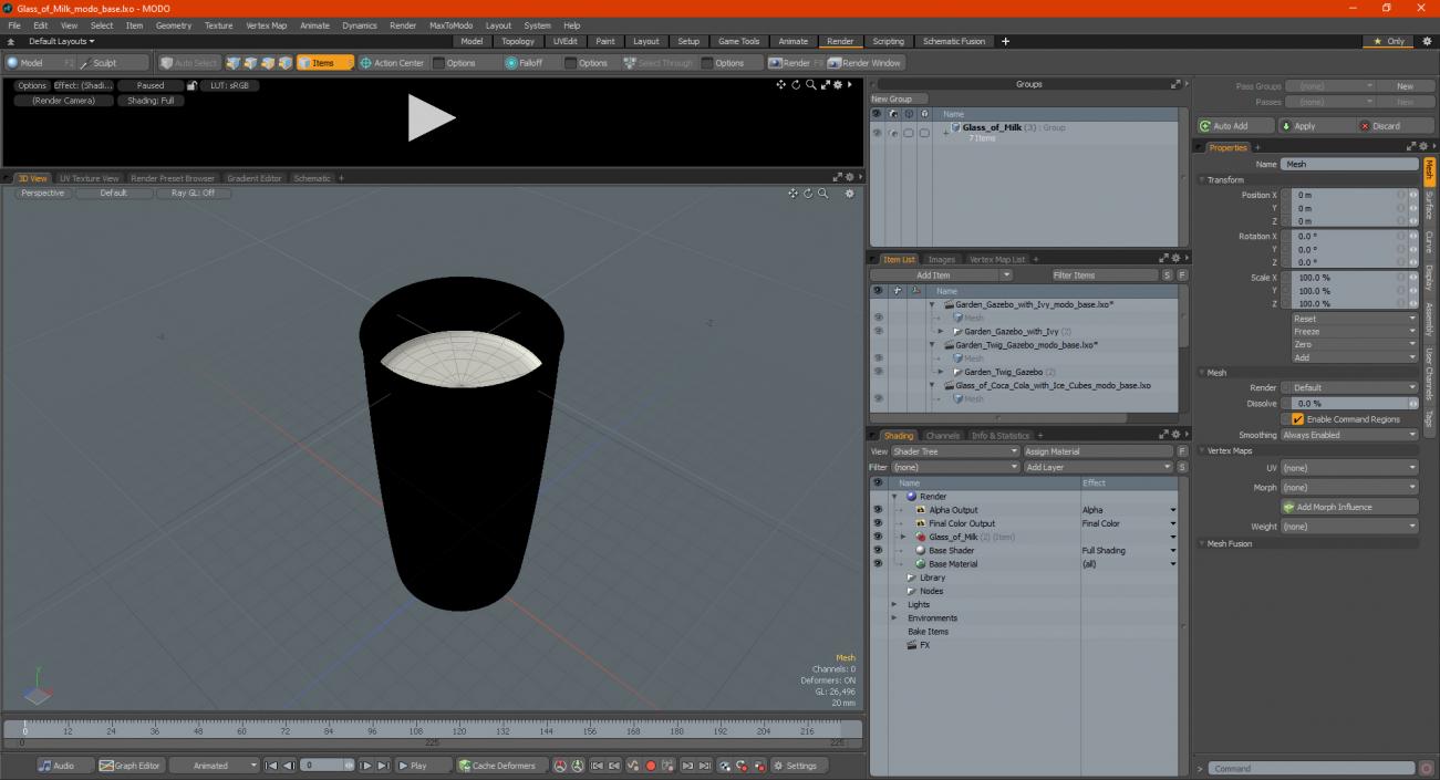 3D Glass of Milk model