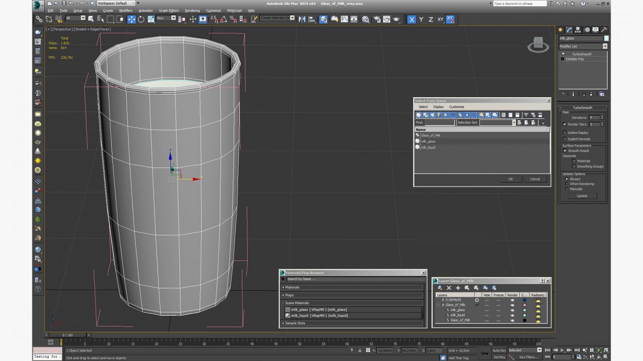 3D Glass of Milk model