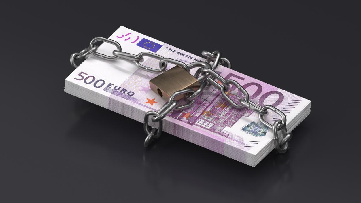 Bundle of Euro Bills in Chain 3D model