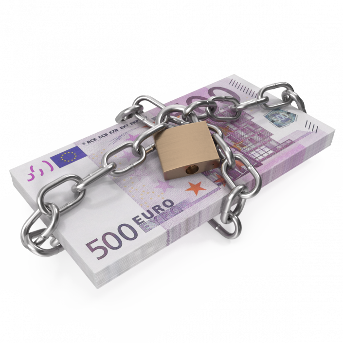 Bundle of Euro Bills in Chain 3D model