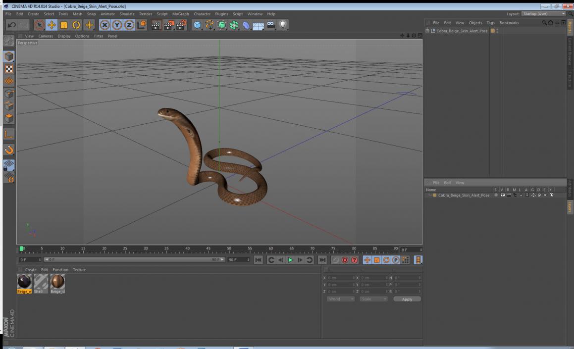 Cobra Beige Skin Alert Pose 3D