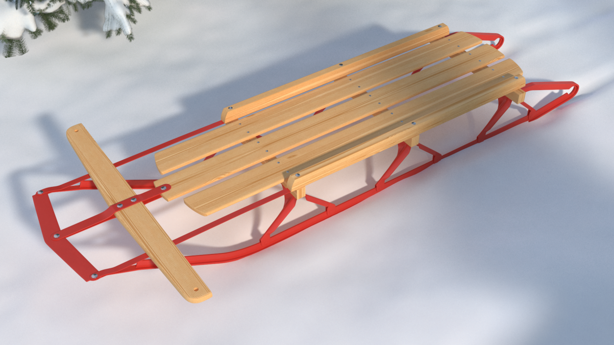 3D Wooden Snow Sled