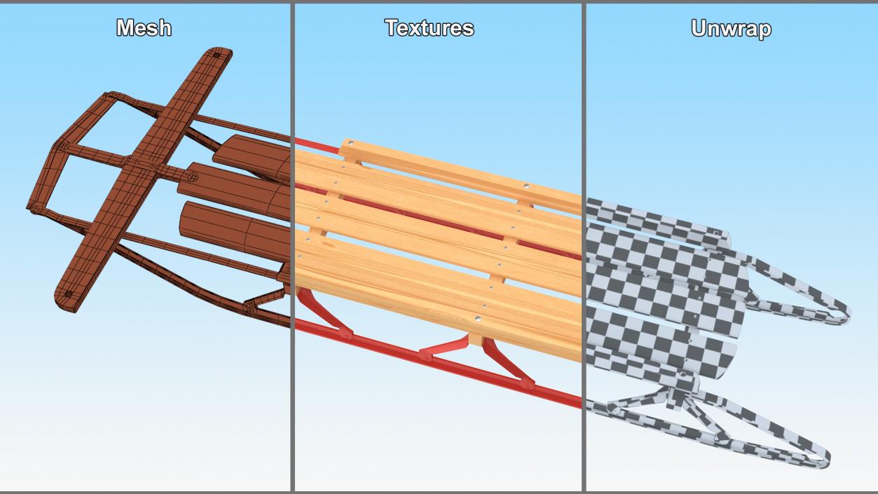 3D Wooden Snow Sled