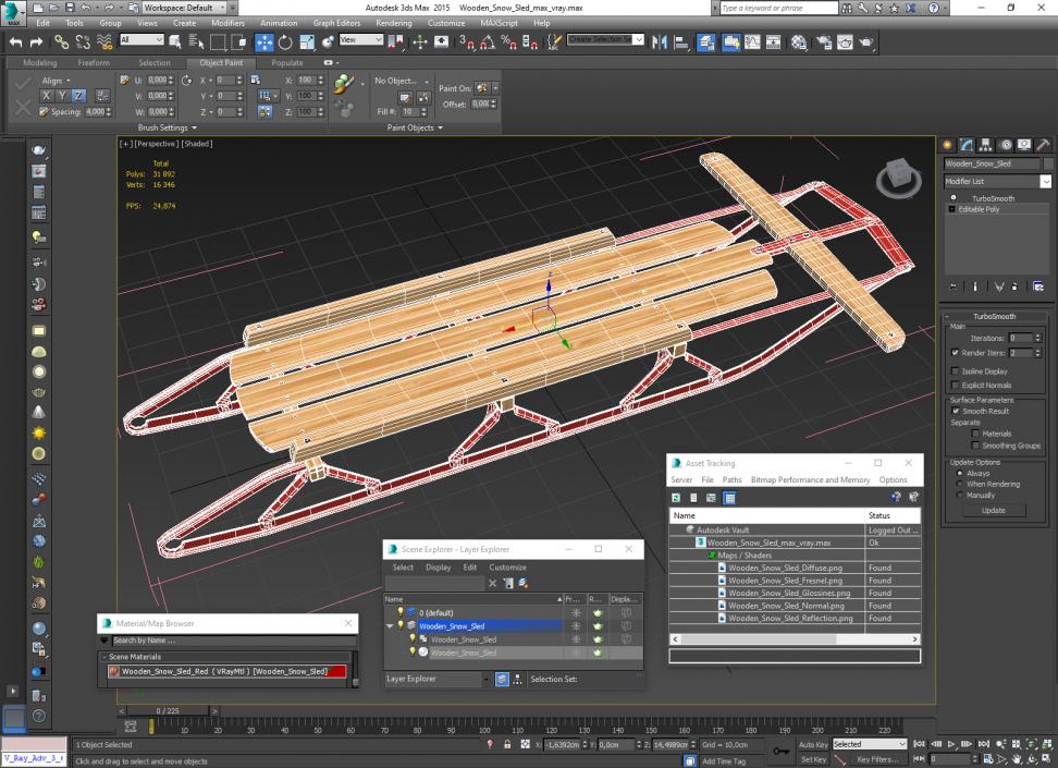 3D Wooden Snow Sled