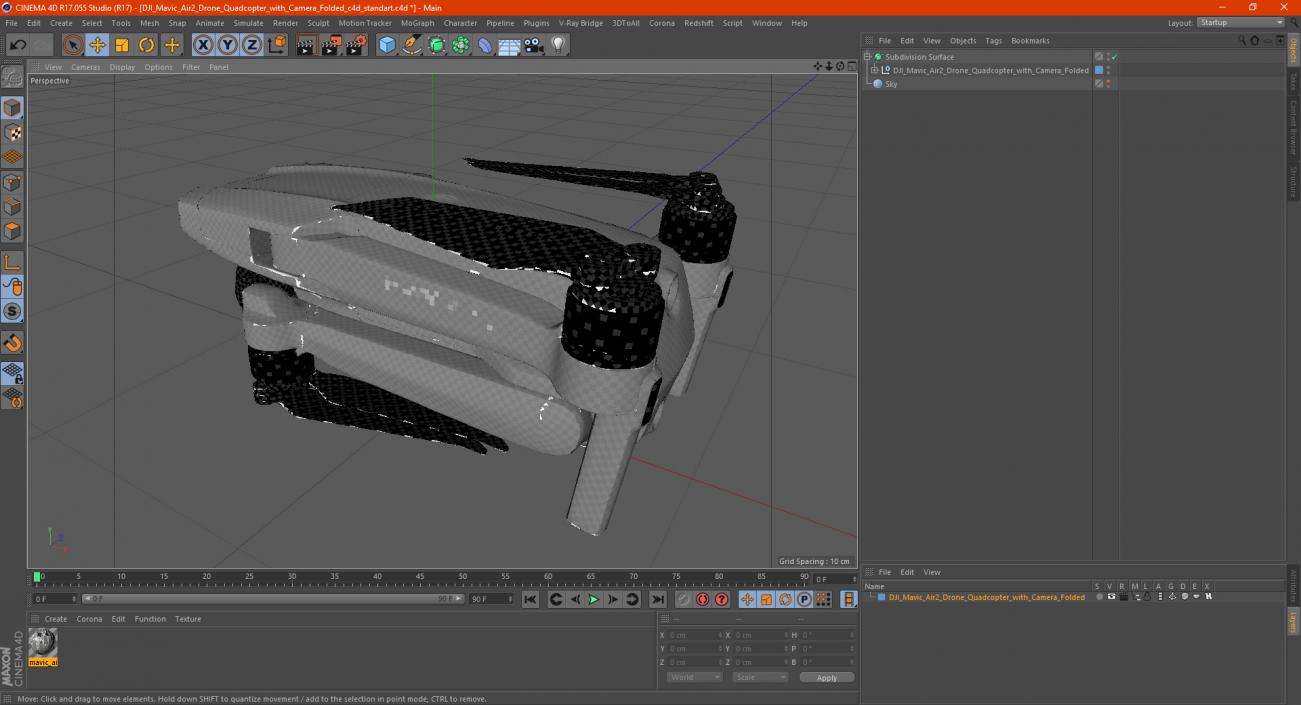 3D model DJI Mavic Air2 Drone Quadcopter with Camera Folded
