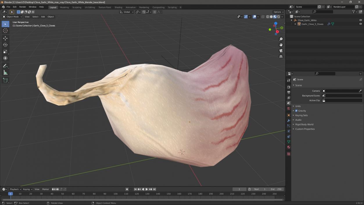 3D Clove Garlic White model