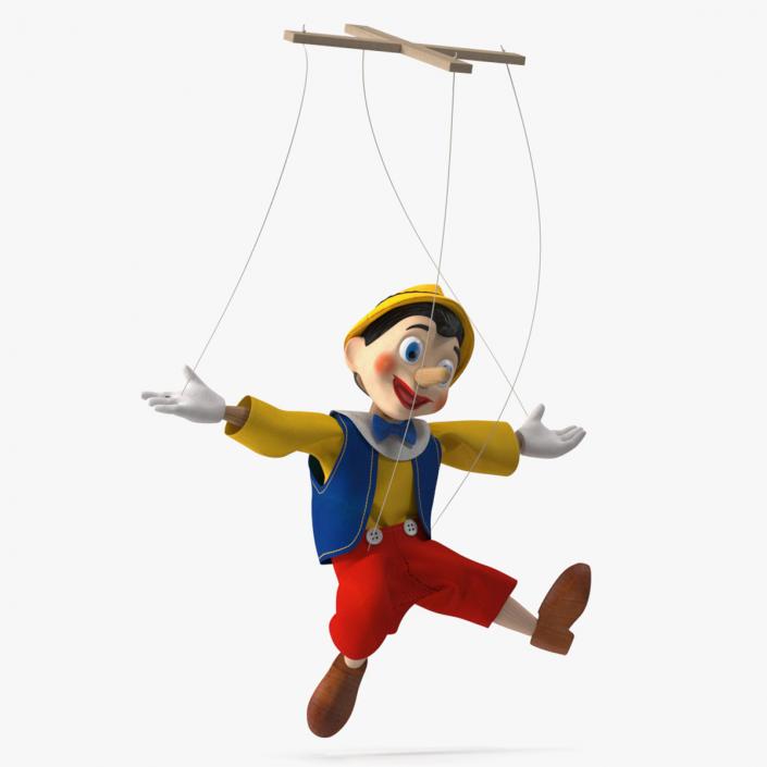 3D model Pinocchio Wooden Marionette Figure Rigged for Maya