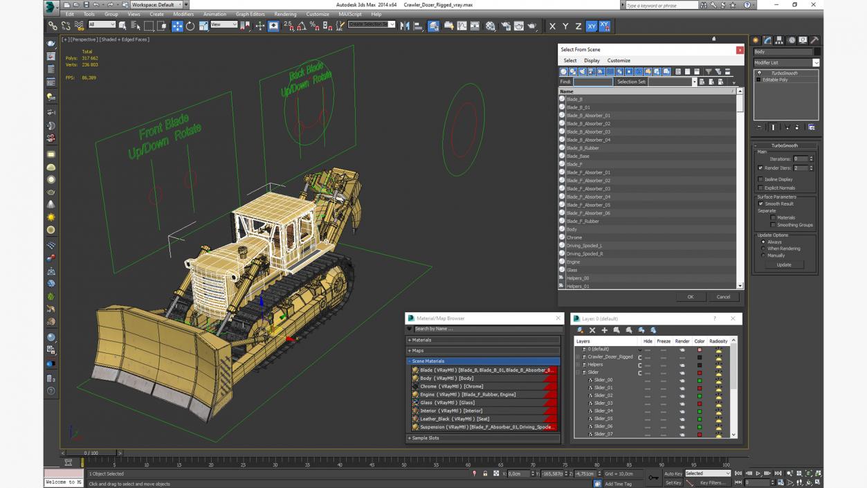 3D model Crawler Dozer Rigged