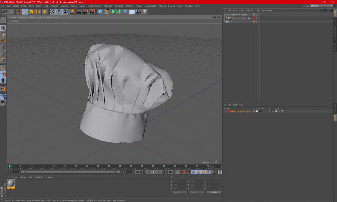 3D model White Puffy Chef Hat