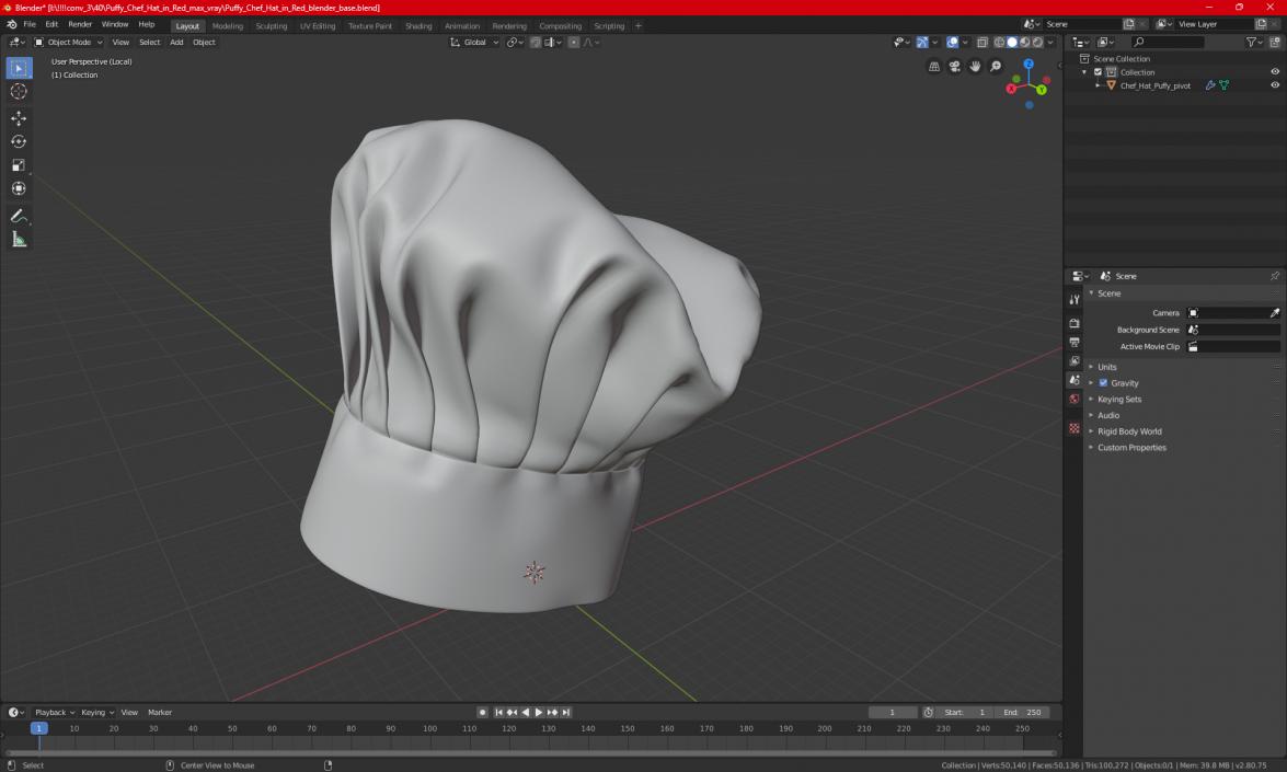 3D model White Puffy Chef Hat