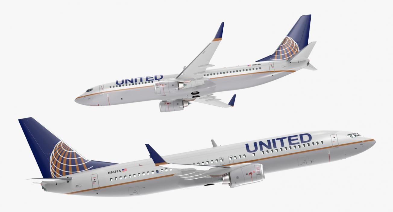 Boeing 737-800 United Airlines Rigged 3D