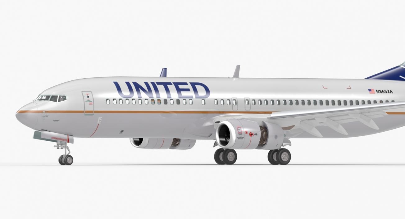 Boeing 737-800 United Airlines Rigged 3D