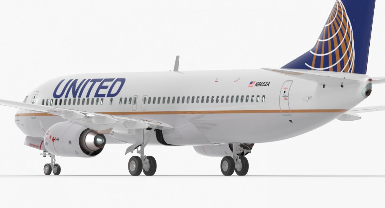 Boeing 737-800 United Airlines Rigged 3D