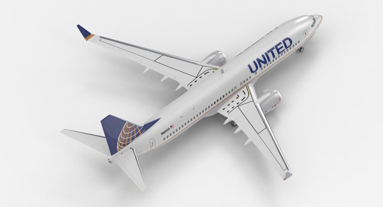 Boeing 737-800 United Airlines Rigged 3D