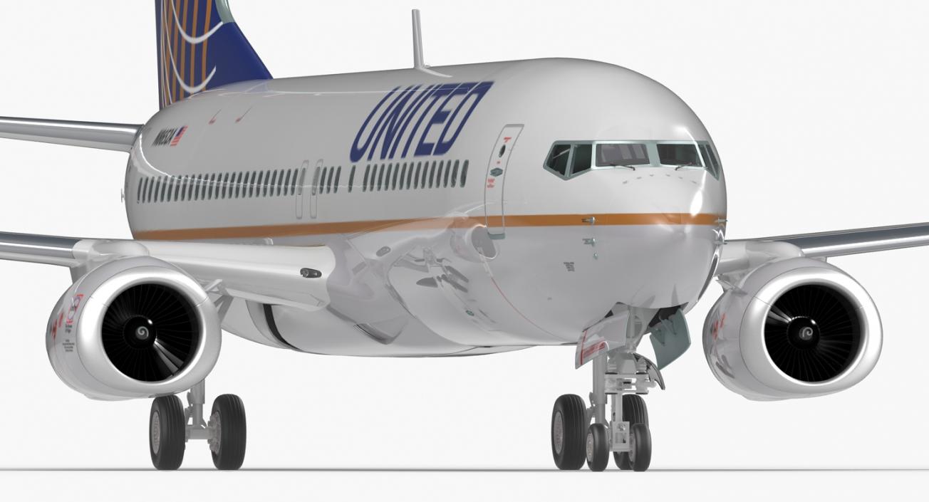 Boeing 737-800 United Airlines Rigged 3D