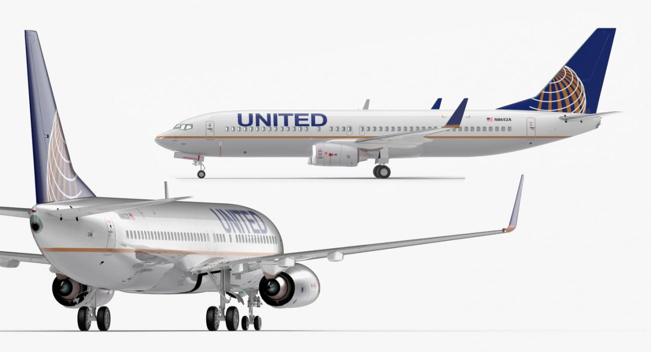 Boeing 737-800 United Airlines Rigged 3D