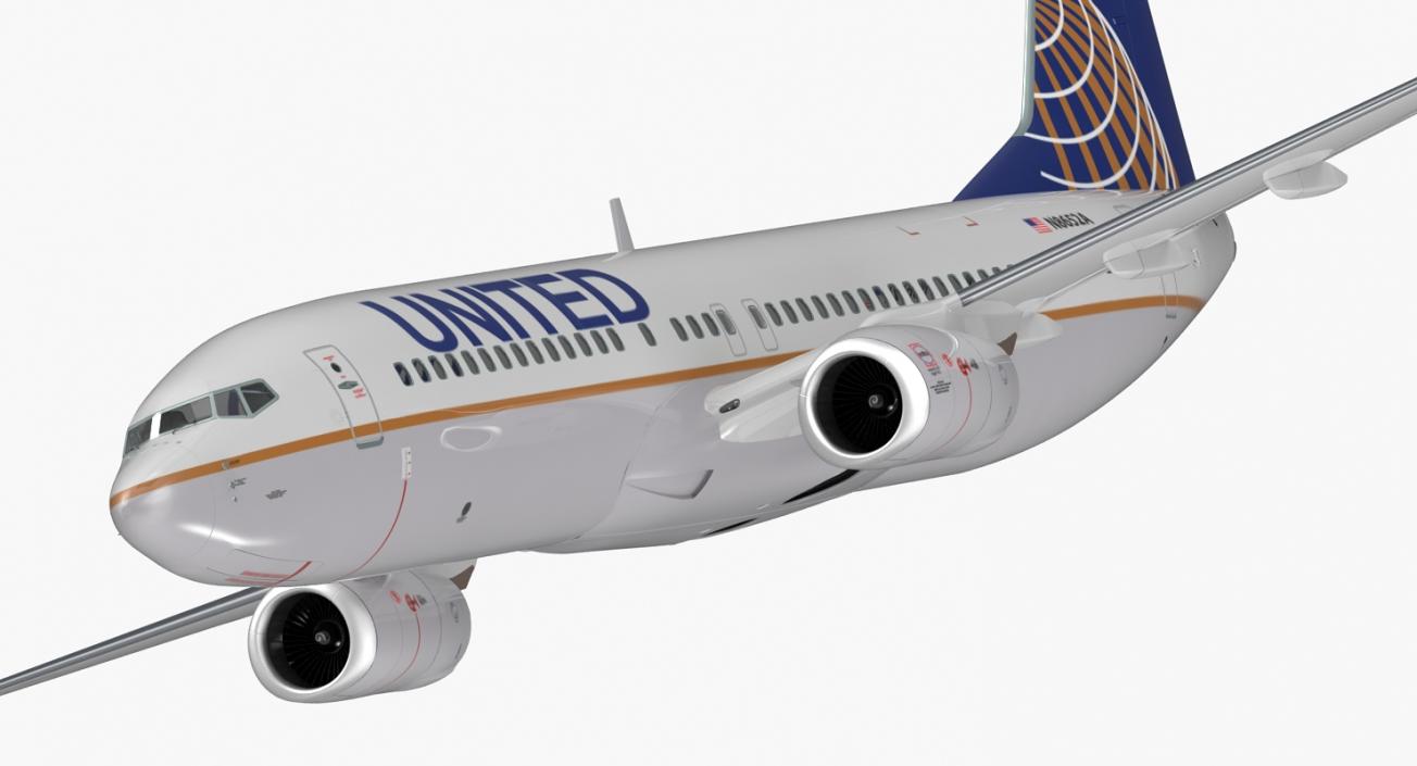 Boeing 737-800 United Airlines Rigged 3D