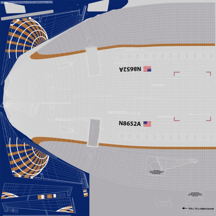 Boeing 737-800 United Airlines Rigged 3D