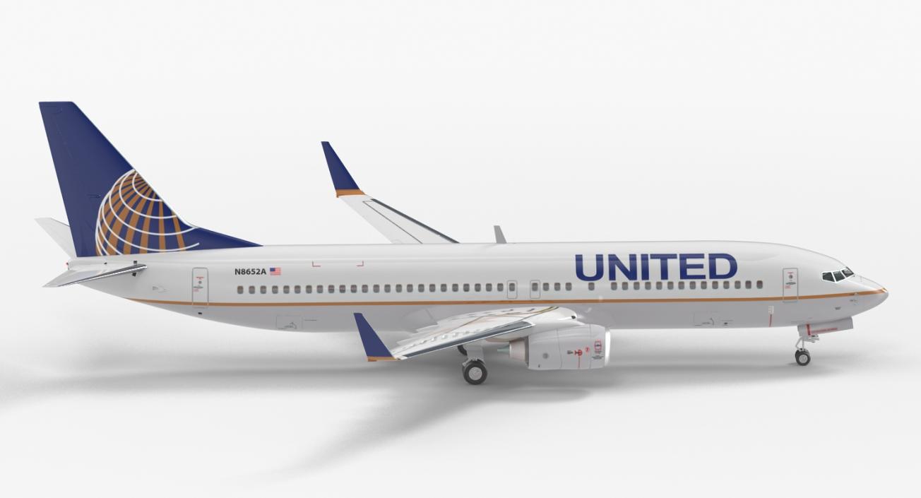 Boeing 737-800 United Airlines Rigged 3D