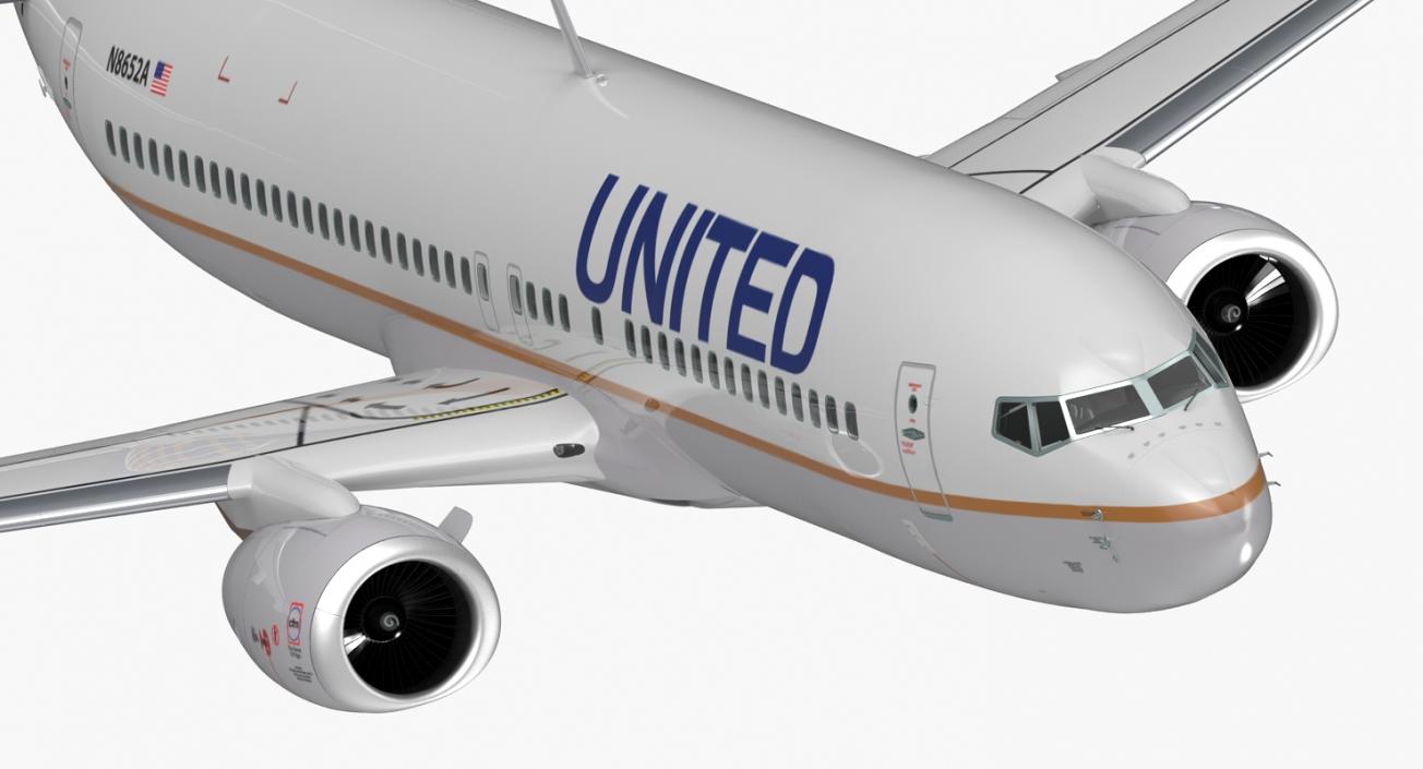 Boeing 737-800 United Airlines Rigged 3D