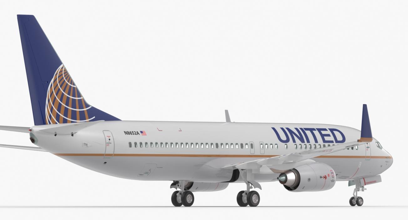 Boeing 737-800 United Airlines Rigged 3D