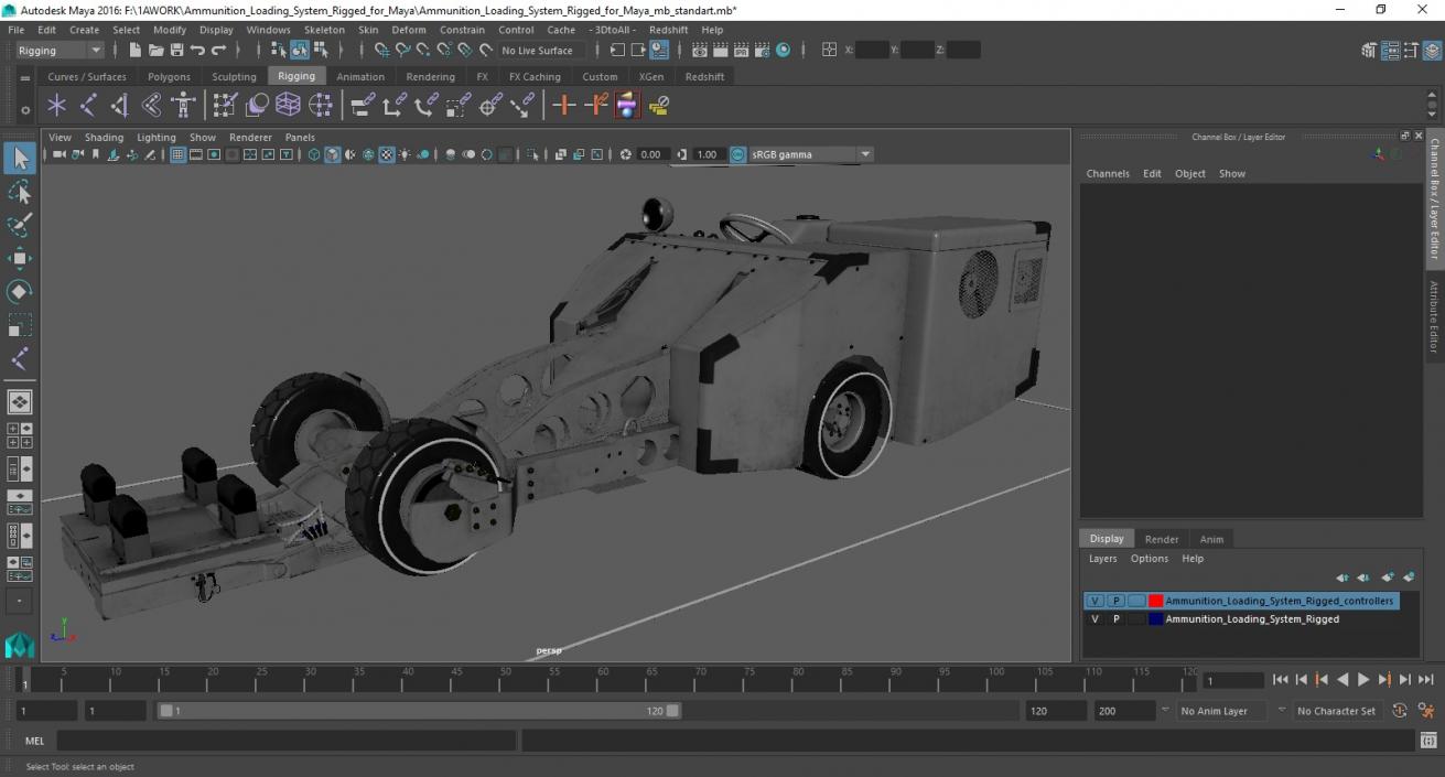 3D Ammunition Loading System Rigged for Maya