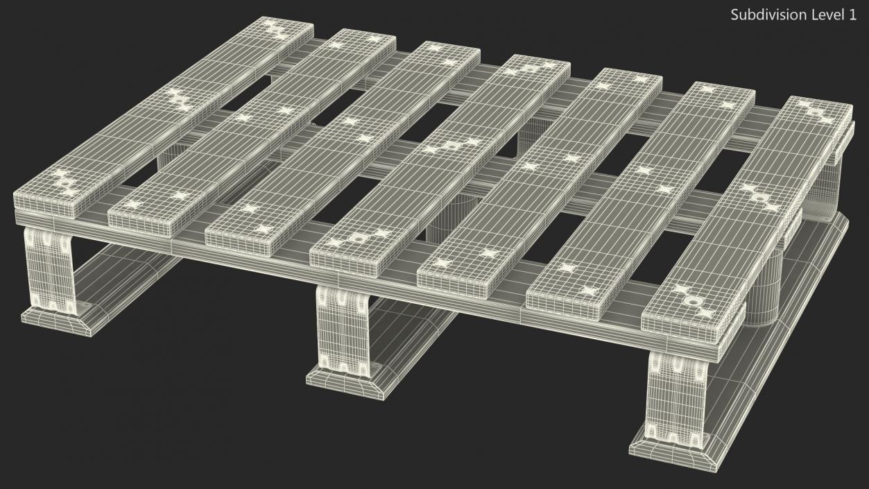 3D Wooden Half Euro Pallet model