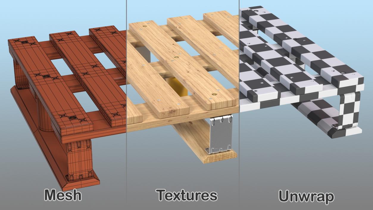 3D Wooden Half Euro Pallet model