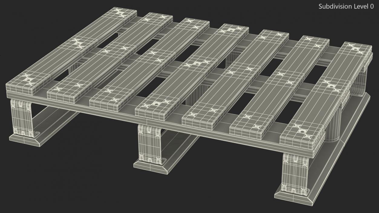 3D Wooden Half Euro Pallet model