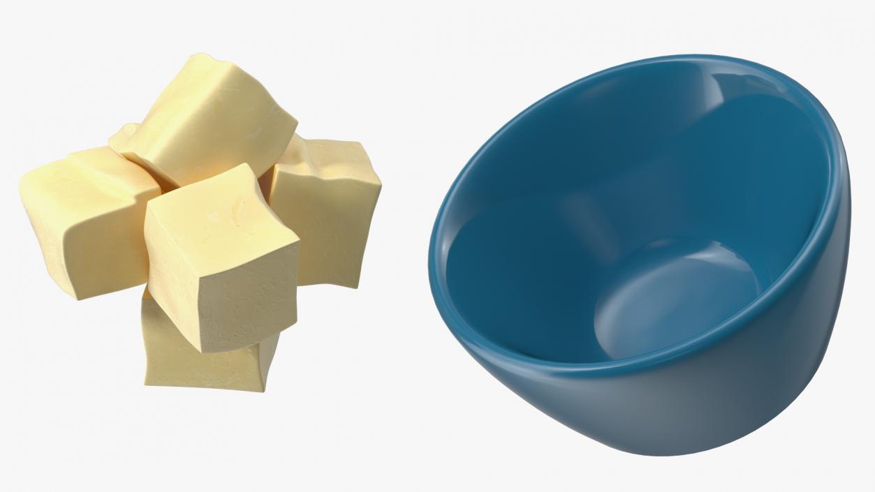 3D Bowl with Pieces of Butter