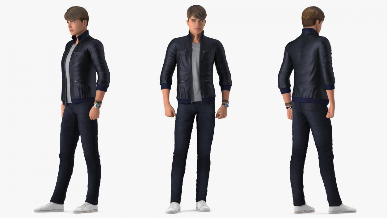 3D Teenage Boy Street Clothes Rigged model