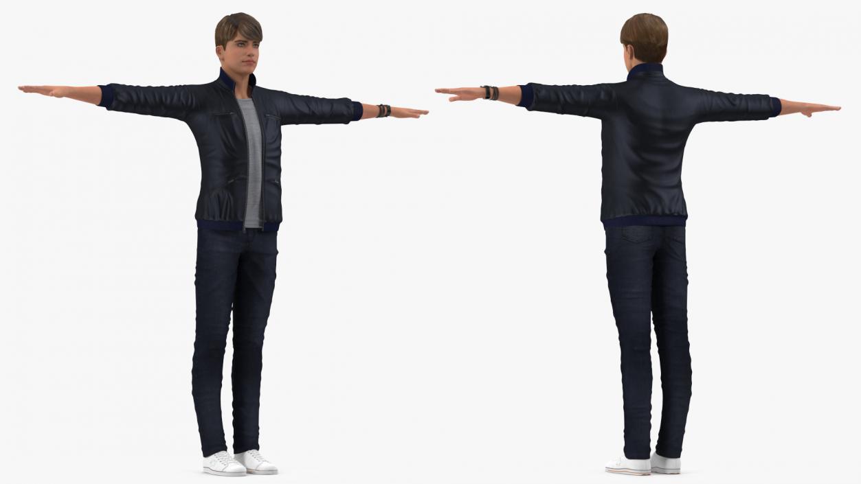 3D Teenage Boy Street Clothes Rigged model