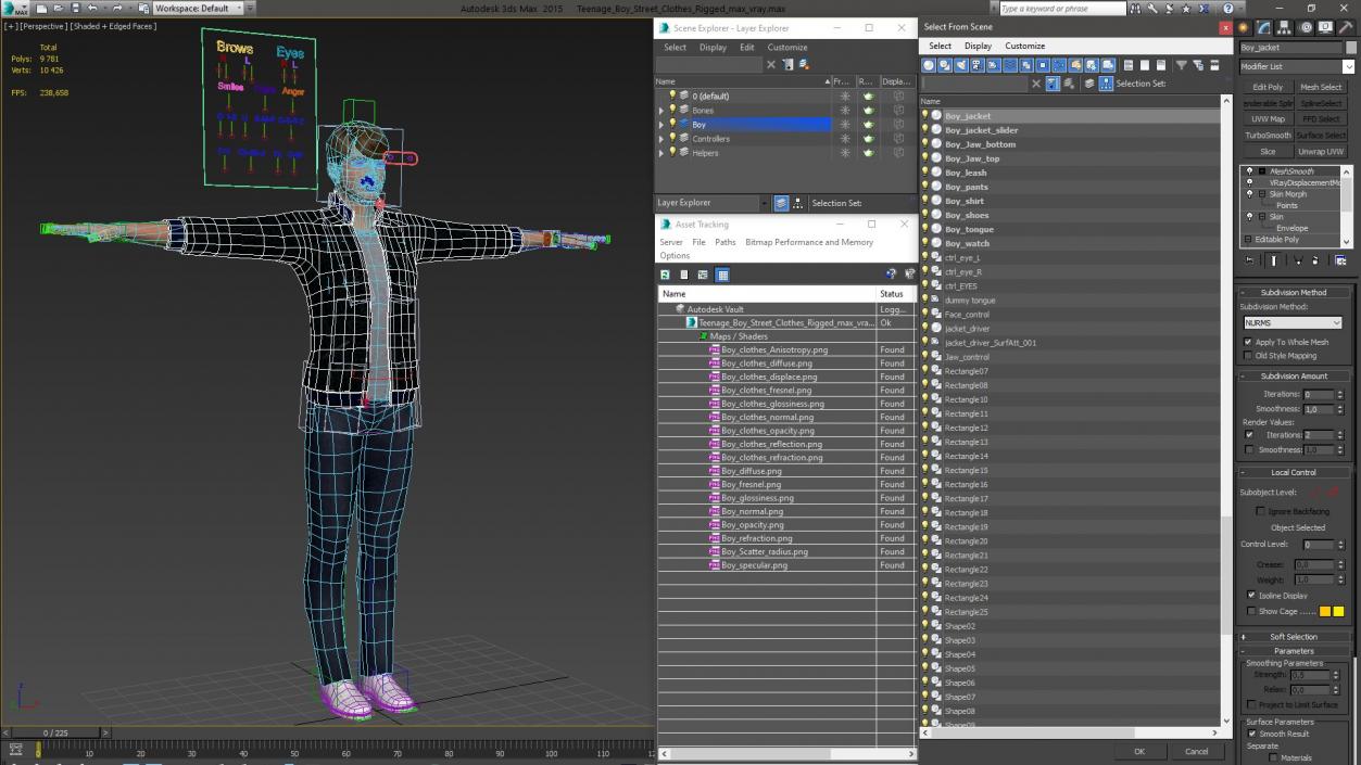 3D Teenage Boy Street Clothes Rigged model