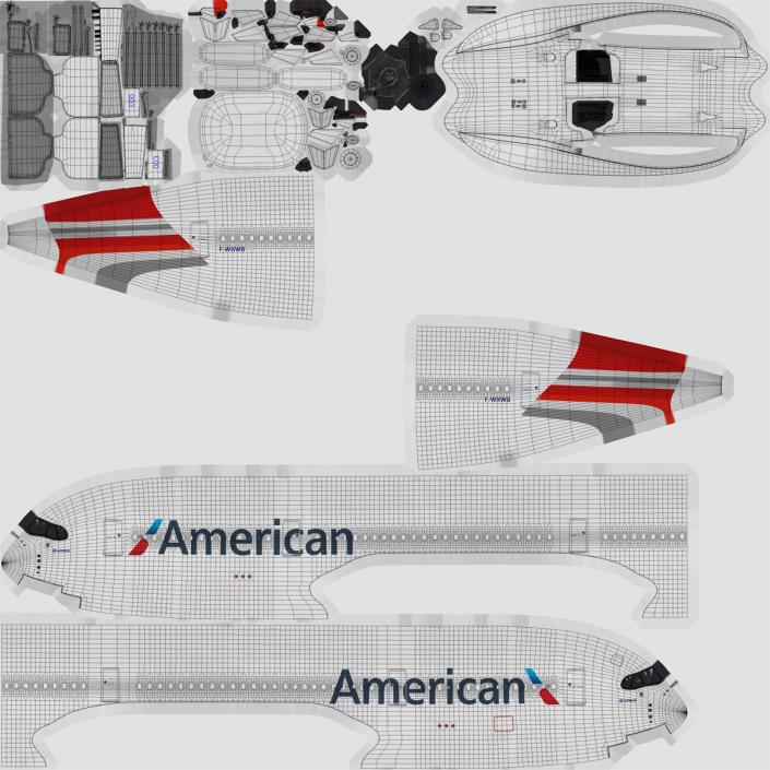 3D Airbus A350-900 American Airlines model