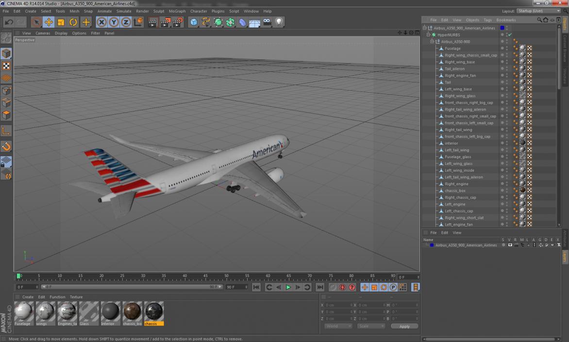 3D Airbus A350-900 American Airlines model