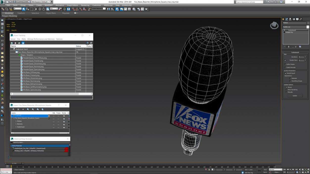 3D model Fox News Reporter Microphone Square