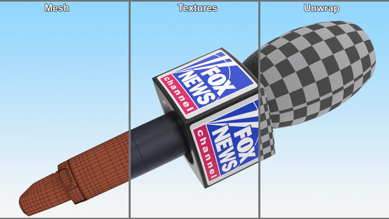 3D model Fox News Reporter Microphone Square