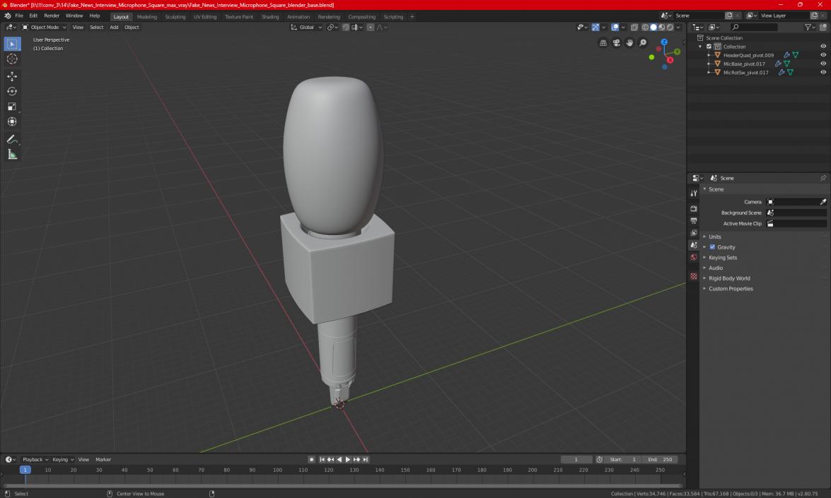 3D model Fox News Reporter Microphone Square