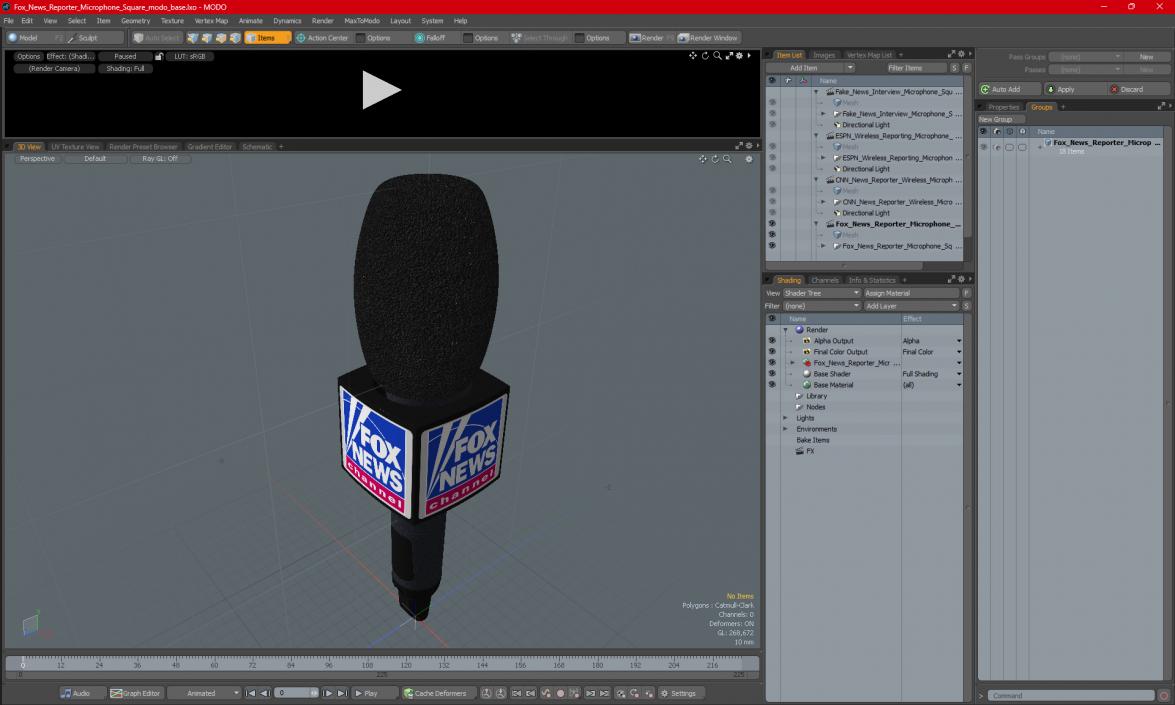 3D model Fox News Reporter Microphone Square