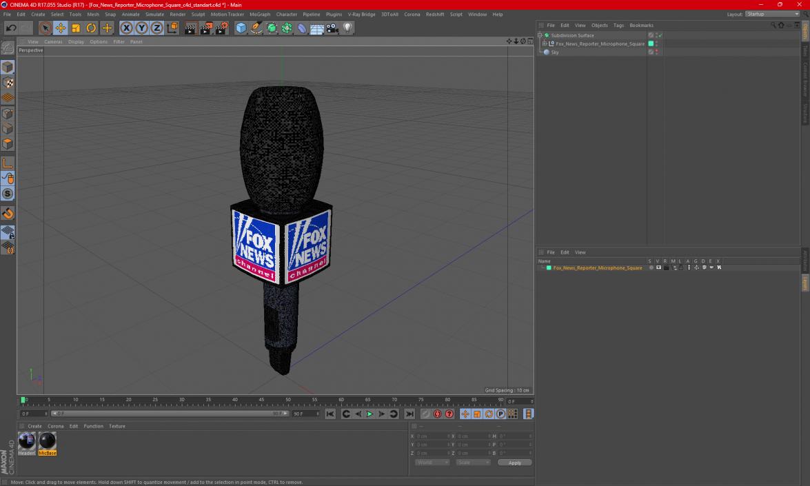 3D model Fox News Reporter Microphone Square