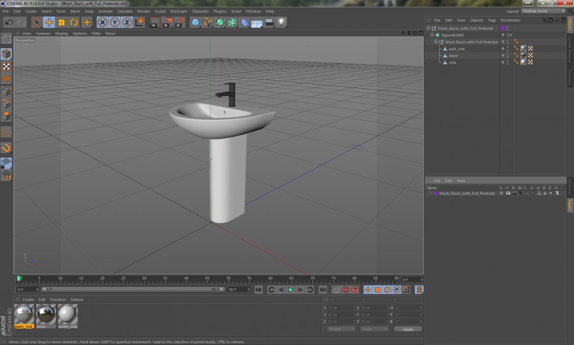 Wash Basin with Full Pedestal 3D model