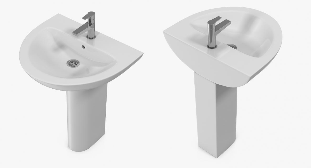 Wash Basin with Full Pedestal 3D model