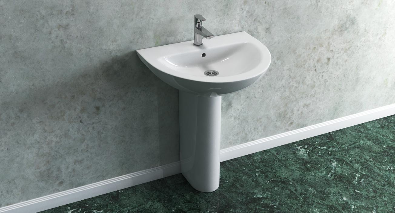 Wash Basin with Full Pedestal 3D model