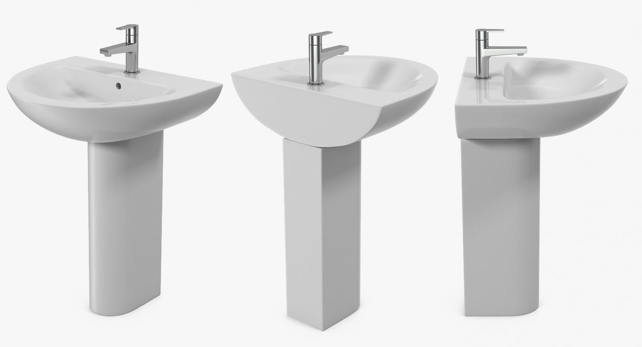 Wash Basin with Full Pedestal 3D model