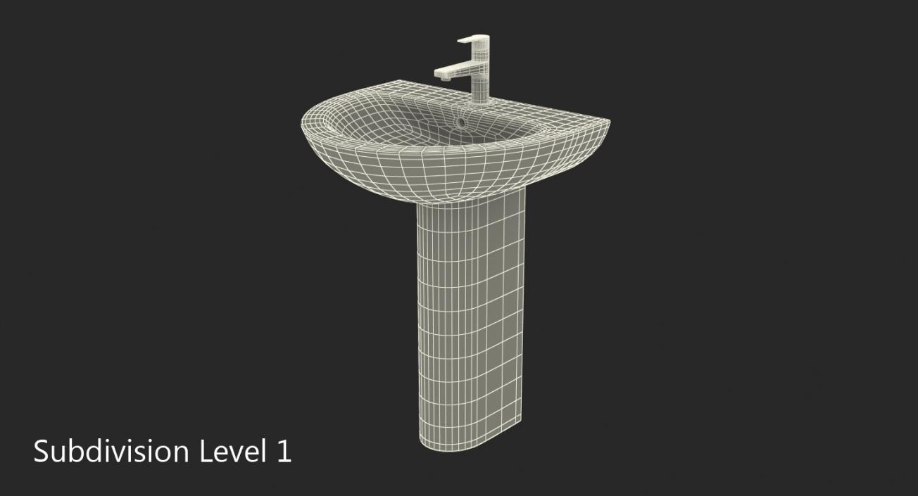 Wash Basin with Full Pedestal 3D model