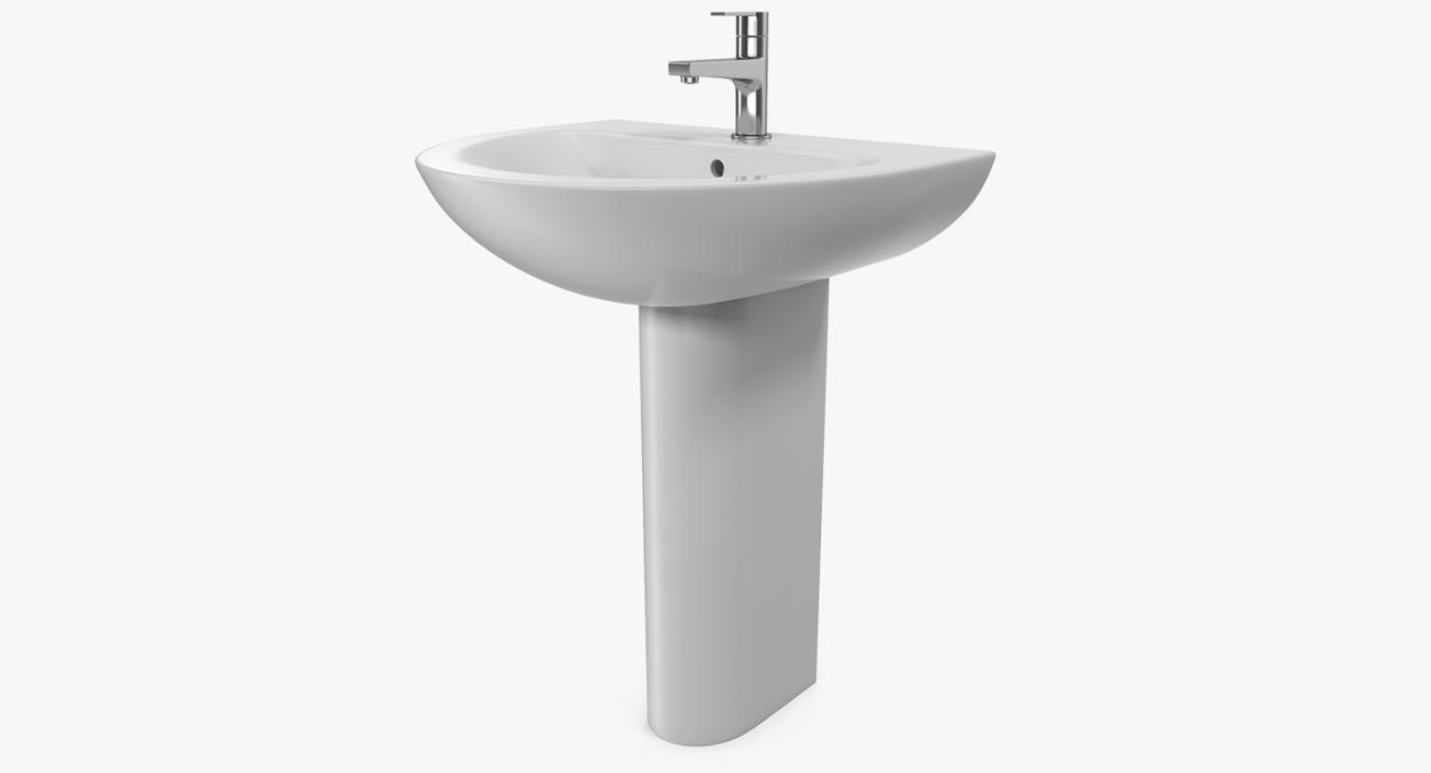 Wash Basin with Full Pedestal 3D model